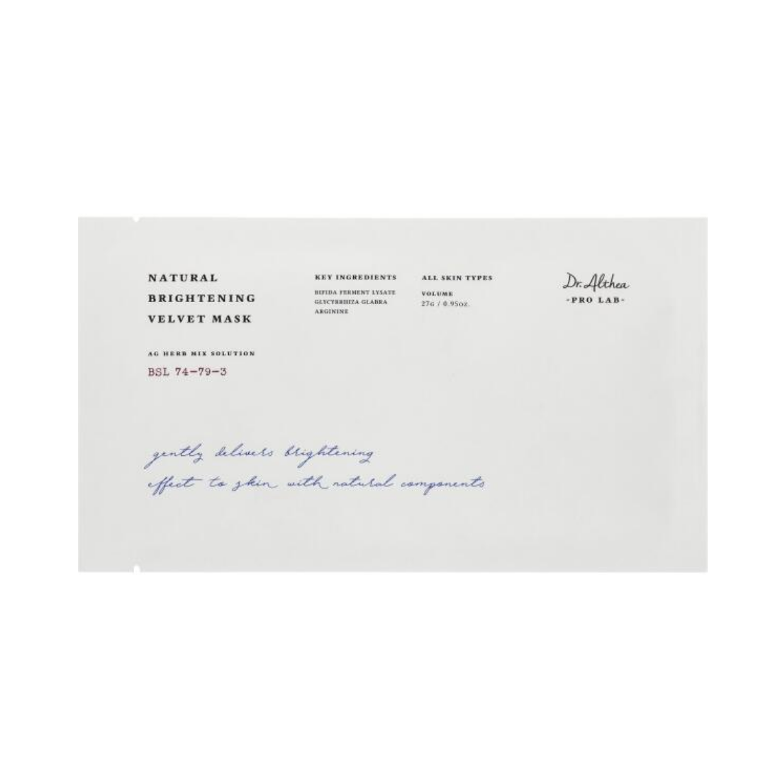 DR. ALTHEA Natural Brightening Velvet Mask Lakštinė veido kaukė