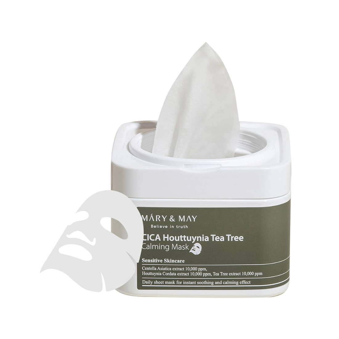 MARY&MAY CICA Houttuynia Tea Tree Calming Mask 30pc Lakštinės veido kaukės