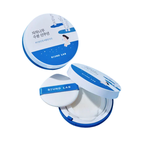 ROUND LAB Birch Juice Moisturizing Sun Cushion Apsauginė priemonė nuo saulės