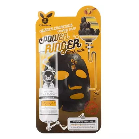 Elizavecca Black Charcoal Honey Deep Power Ringer Mask Sheetmasker met houtskool